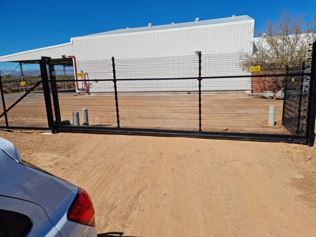 An ElectroMesh fence protecting a warehouse